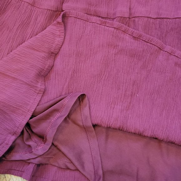 Old Navy Crepe Burgundy Long Sleeve Babydoll Smock Dress Size Small - Picture 7 of 8